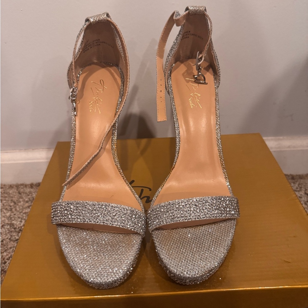 Thalia Sodi Silver Glitter Heels